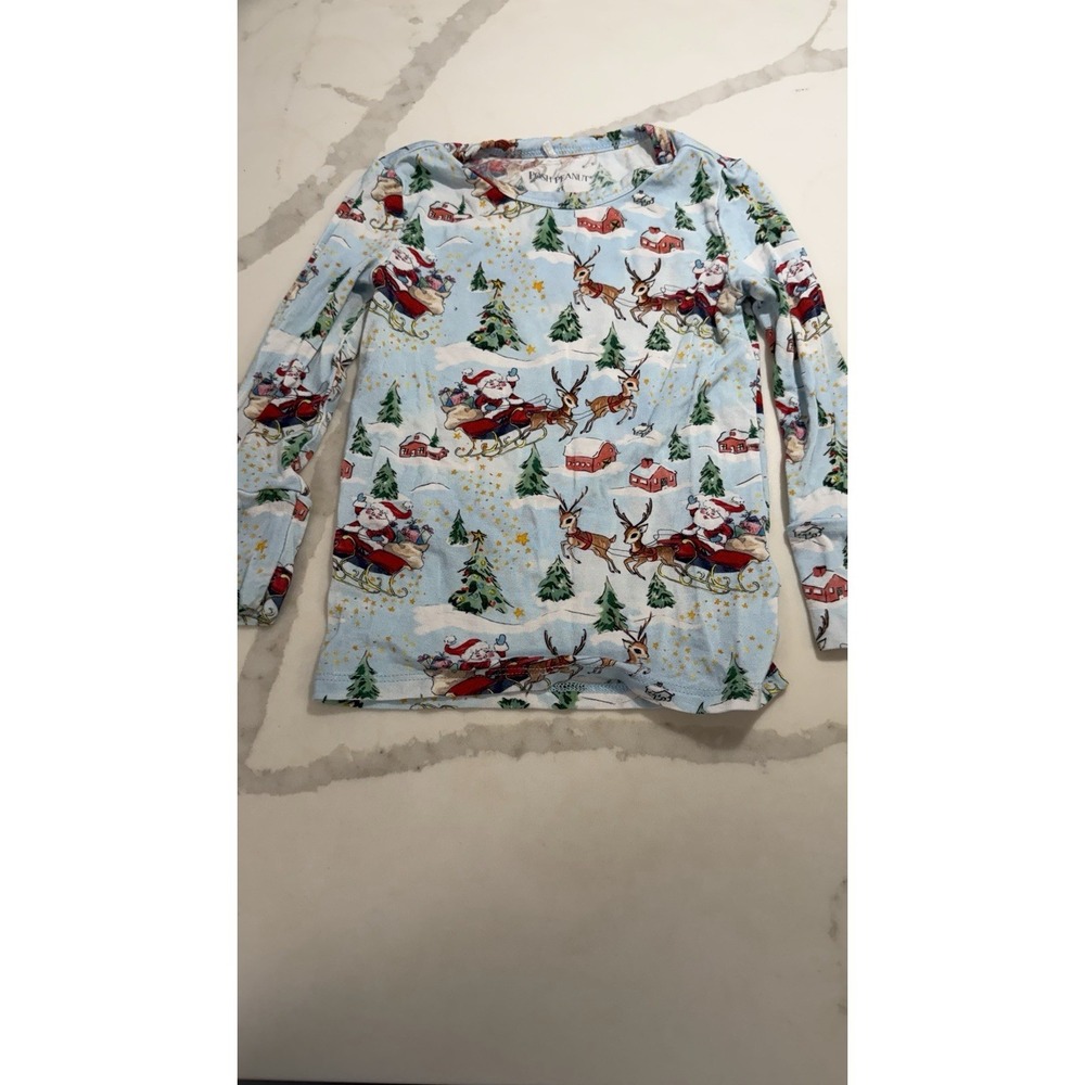 Posh Peanut Noel Christmas Pajama Top Sz 2T Bamboo Santa Holiday Reindeer
